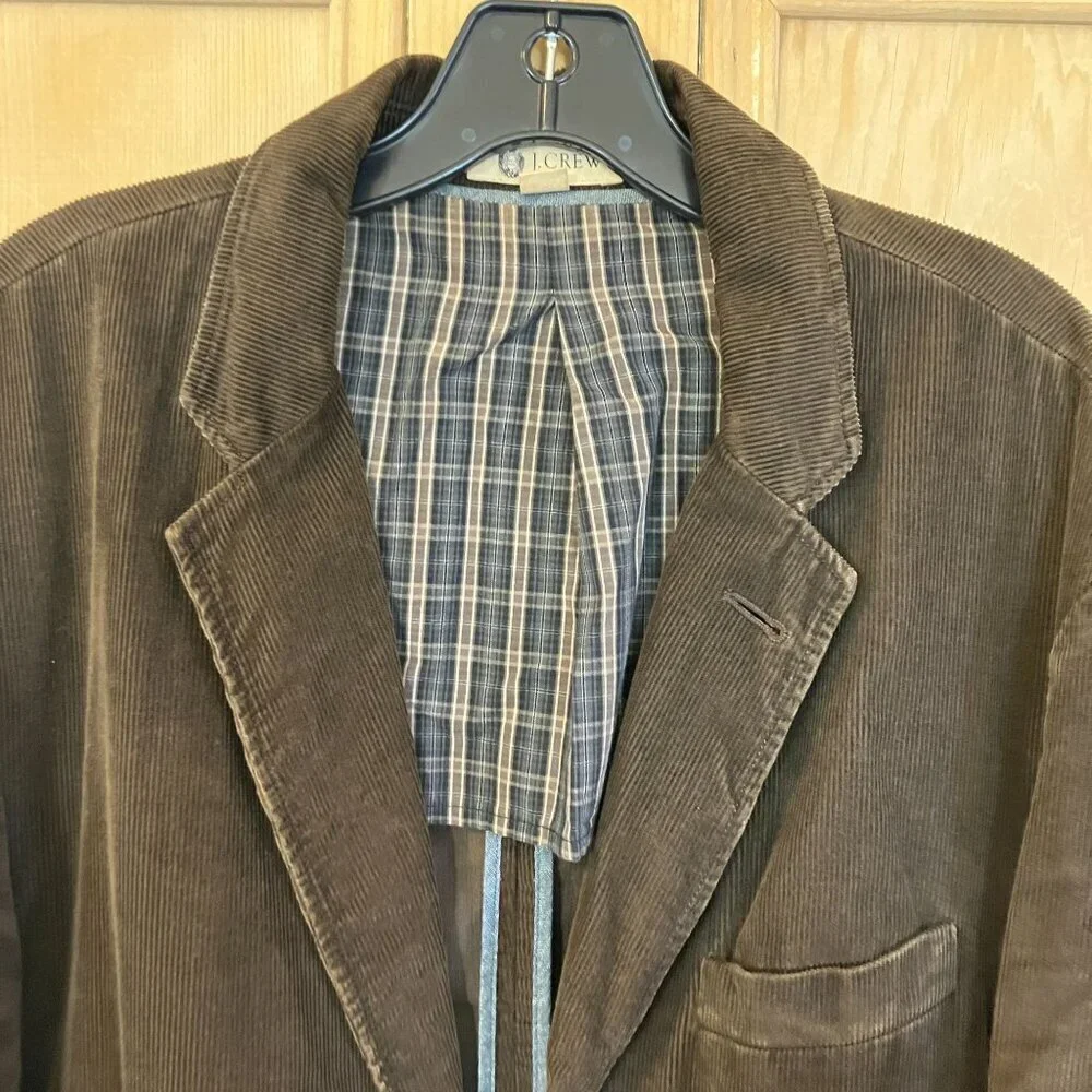 J.Crew Mens Vintage Y2K Corduroy Academia Blazer Jacket Size XL Brown FA EXC